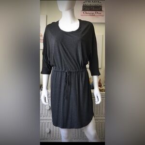 Amour Vert knit dress with waist section drawstring in dark grey color size S
